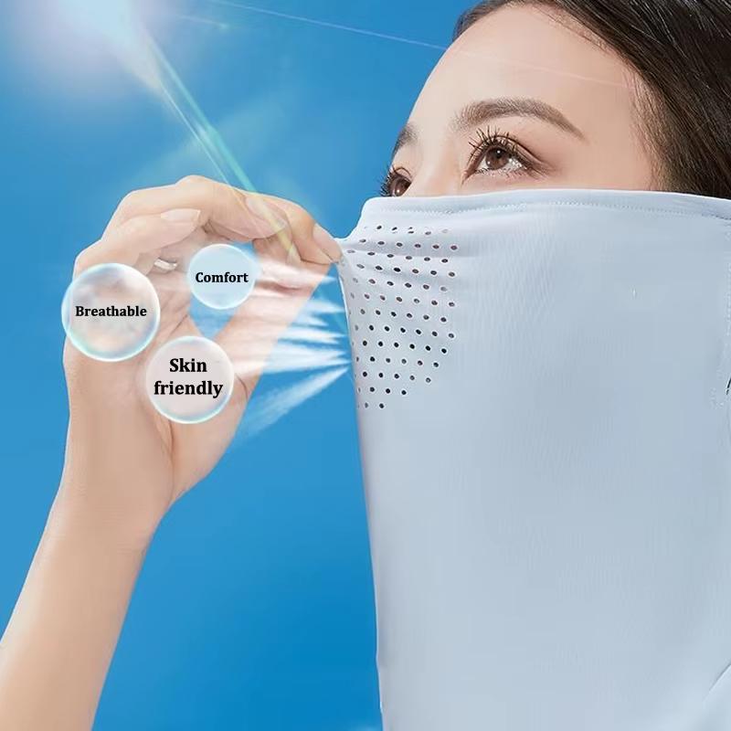 Unisex Summer Ice Silk Sunscreen Mask Outdoor Cycling Face Cover Solid Color Neck Wrap UV Protection Ear Bandana Scarf For Golf
