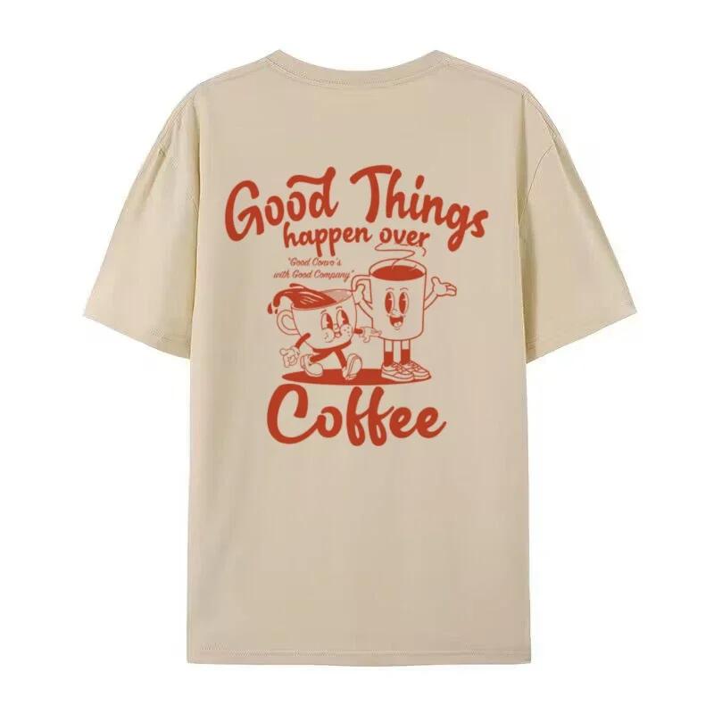 2025 Women's 90s Retro Coffee Inspired T-shirt Hippie Fun Caffeine Lover Cute Retro Pattern for Men and Women