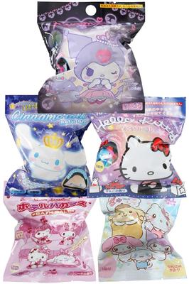Náhodná 5-dielna sada kúpeľových gúľ s postavičkami Sanrio (3 svietiace gule, 2 časovo obmedzené ponuky) - Shuwatama Sortiment, Prísady do kúpeľa Glow-Up, Detská súprava,