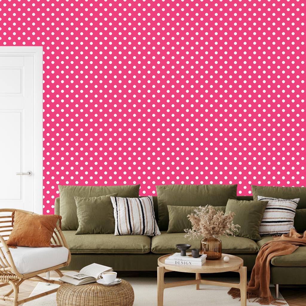 Pink and Powder Pink Dots Wallpaper for Living Room and Bedroom 50x1000