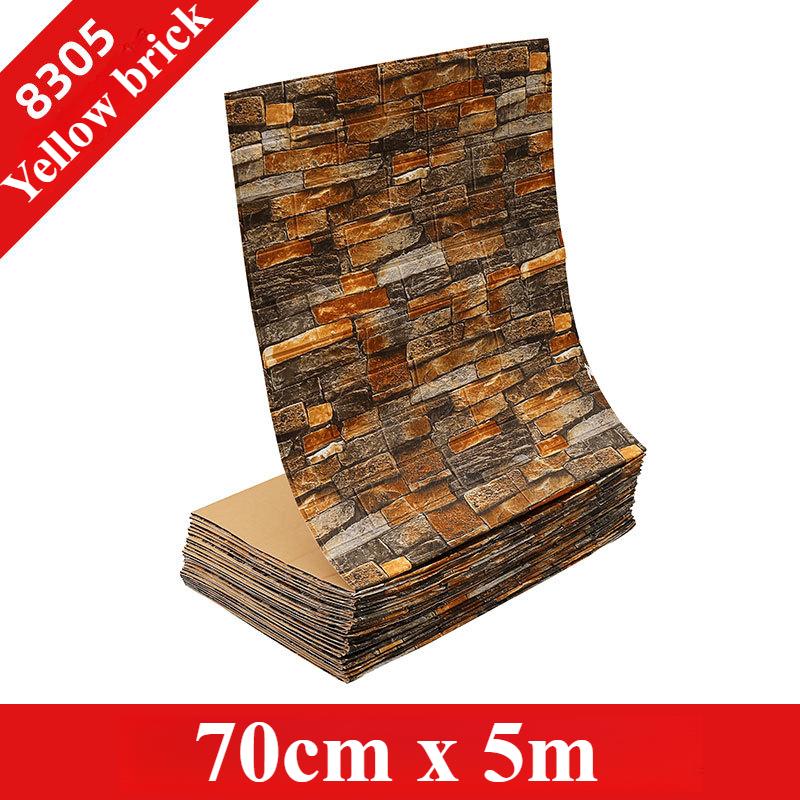 70Cmx5M 3D Brick Pattern Wall Sticker Self-Adhesive Panel Water-Repellent Living Room Wall Cover Home Ornament