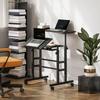 Sit-Stand Desk, Height-Adjustable, 70 x 60 cm, on Casters, Tilting Top, Black Metal Frame