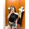 Summer One-word Shoulder Short-sleeved T-shirt Women's Ruffle Leaf Edge Streamer Chic Chic Waist and Thin Design Sexy Top