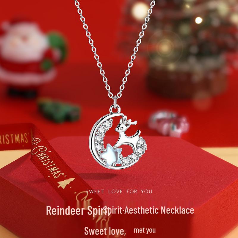 

Min Sheng Elk Women s Star Choker Necklace with Moon Pendant - Versatile Fashion Christmas Gift