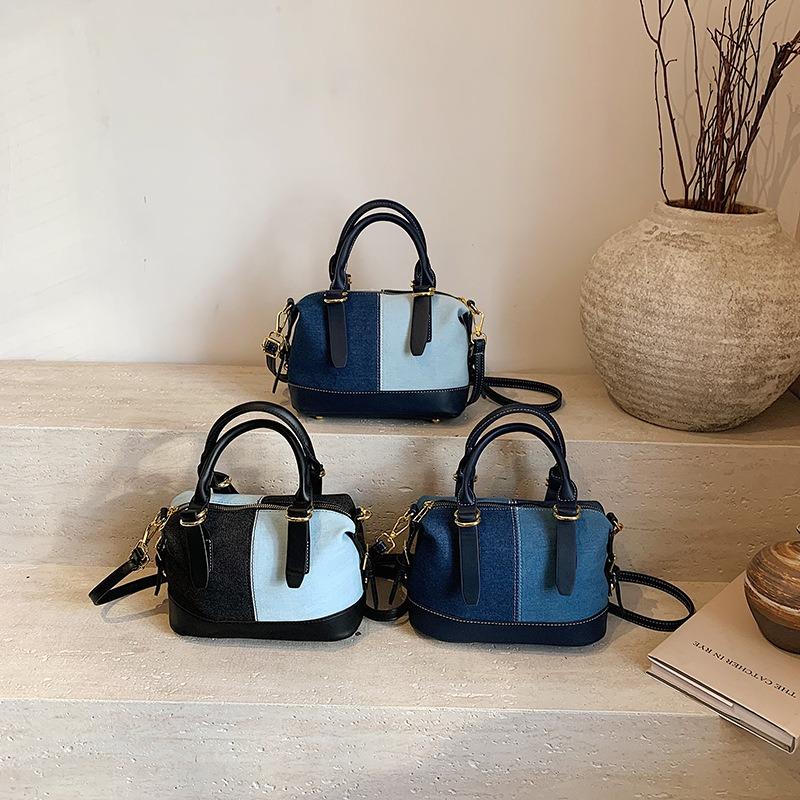 Denim winter personalized simple women's bag large capacity new women's commuter bag contrasting color Korean version handbag