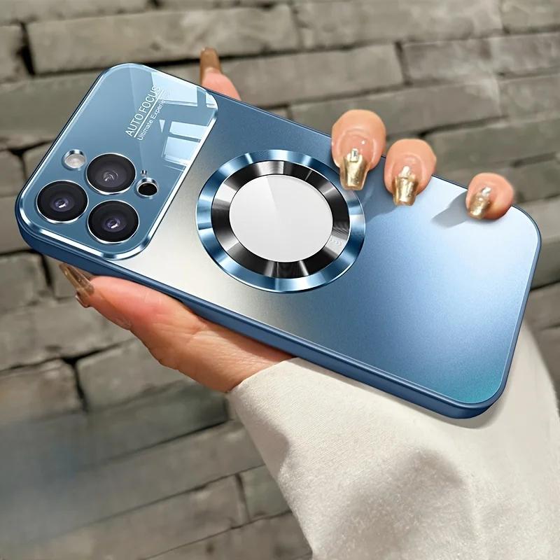 Fashion Titanium Alloy Magnetic Case For For Iphone 16 15 14 Plus 13 11 Pro Max 16 Plus High-end Glass Phone Case Simple Phone Case