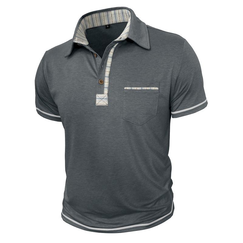 Maglietta Polo Casual da Uomo Taglie Forti con Colletto Reversibile, Maniche Corte, Tasca, Bottoni