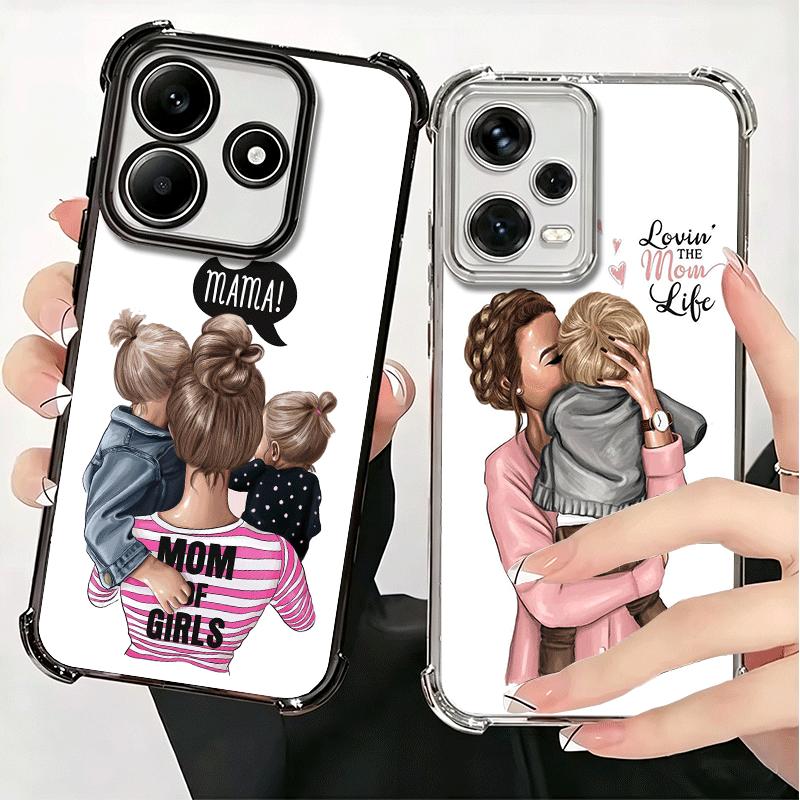 Baby Mom Girls Plating Phone Case For Xiaomi Redmi Note 14 15 Pro Plus 13 12 11 11S 11T 10 9S 9 5G Anti-Fall Airabag Cover