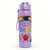 1PC Rainbow Clock Robot Quote Text 750ml Color Plastic Water Bottle Leakproof Flip Straw Lid For Sports Office Home Use