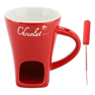 Tasse à fondue au chocolat, chauffe-beurre en céramique, fournitures pour la fonte du chocolat avec fourchette pour