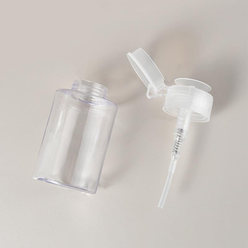 100ml 200ml Portable Travel Refillable Bottle Empty Plastic Nail Polish Remover Alcohol Liquid Press Pumping Dispenser Bottle