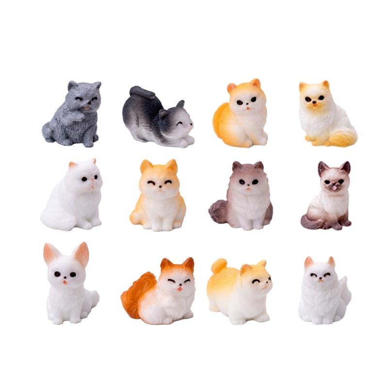 

12PCS Simulation Resin Cats Model Figurine Safe Desktop Ornament Accessories For Creative Garden Landscape Display 1