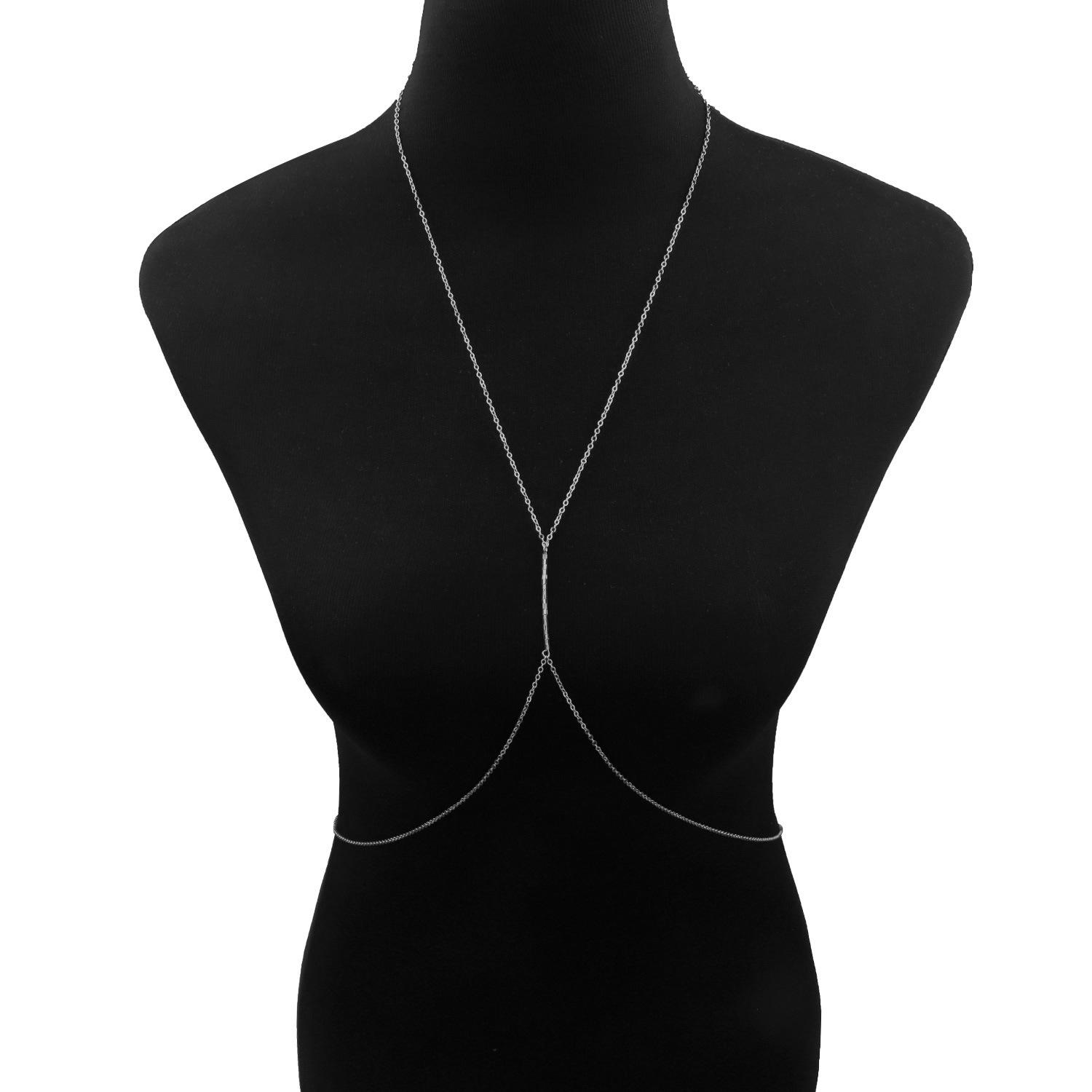 

1111 European and American summer and autumn fashion tube beads small beads body chain necklace clothing matching factory retail 60-80cm срібний