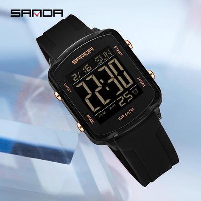 Sanda Trendige Große Digitale Sportuhr mit Timer, Stoppuhr, Leuchtendem Display, Kalender, Wecker & Wasserdichten Funktionen.