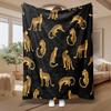 Golden Leopard Pattern, Animal Lover Gift, Soft Blanket, Elegant Black And Golden Design, Multi-Purpose Home Decor, Cozy Comfort
