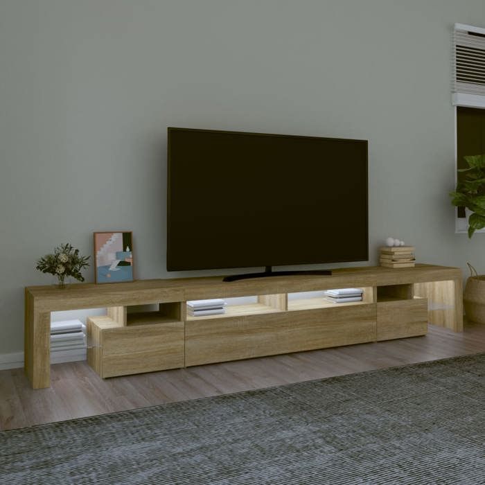 VidaXL Meuble TV avec Lumières LED Centre de Divertissement Rangement Meuble Média Meuble de Salon Salle de Séjour Maison 3152780