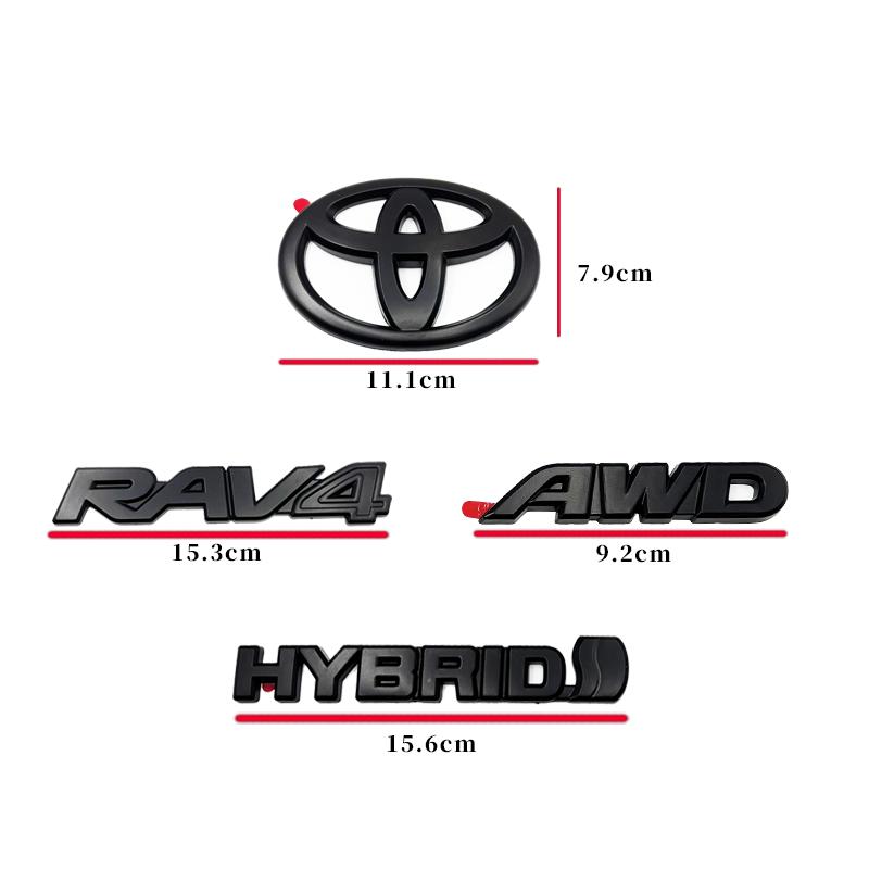8 piezas de cubiertas ABS para RAV4, compatibles con Toyota RAV4 XLE AWD 2019-2023, en negro mate mixto, con emblema superpuesto
