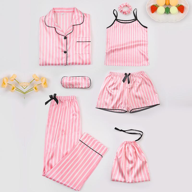 

Детский пижамный комплект из искусственного шелка в полоску «Четыре сезона» - 7 предметов 130