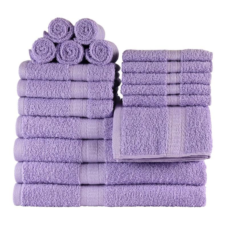 18-Piece 100% Cotton Towel Set, 4 Bath Towels, 4 Hand Towels, and 10 Face Towels, Soft and Super Absorbent
