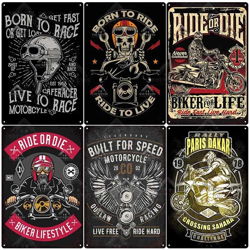 Born to Ride Motorcycle Tin Signs, Retro Metal Sign Plaque, Vintage Wall Decor, Garage, Bar, Man Cave, Decorative Plate