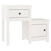 Table de chevet - Maison Exclusive - Blanc - Pin massif - Lot de 2, 79,5x38x65,5 cm