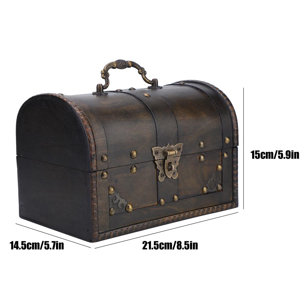 Handcrafted Wooden Vintage Jewelry Holder Storage Box Props with Coded Lock