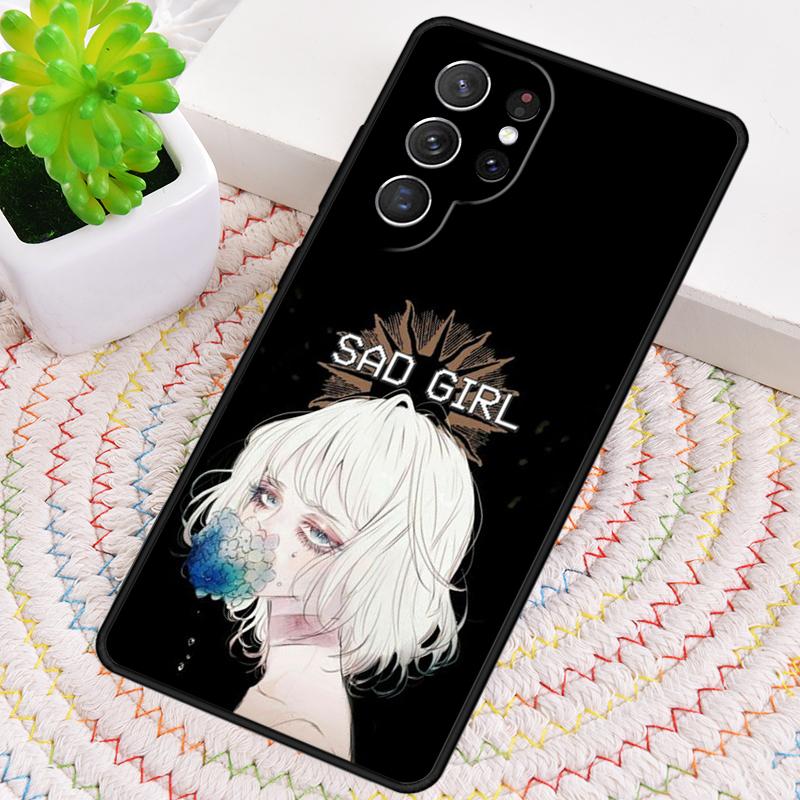 Sad Girl Japanese Anime TPU Phone Case For Samsung Galaxy Note 10 Pro S26 S25 S24 S23 S22 Ultra Plus S21 FE S20 Shockproof Cover