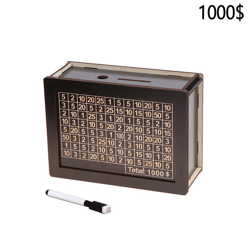 500/1000/2000/3000/5000/10 000 euro sparebøsse Sparegris Wood Money Bank Gjenbrukbar pengebøsse med sparemål og tallbokser