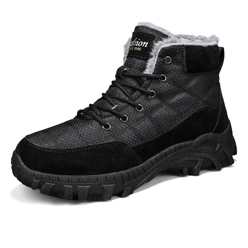 Snow Boots Winter New Men's Shoes Velvet Northeast Large Cotton Boots Men's High-top Outdoor Mountaineering Thickened Men's Cotton Shoes