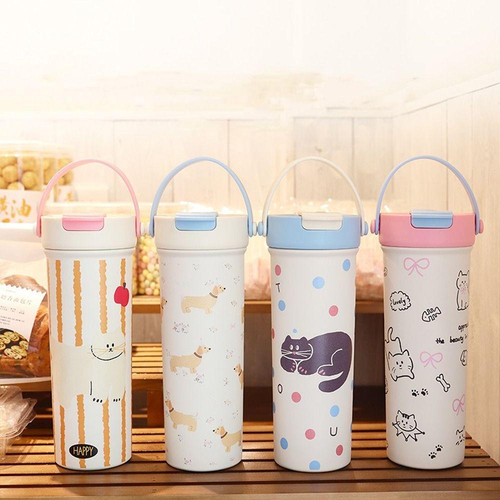 Leak-proof Insulated Cup 600ml Vacuum Flasks Water Bottle Travel Tumbler  Cold Drink