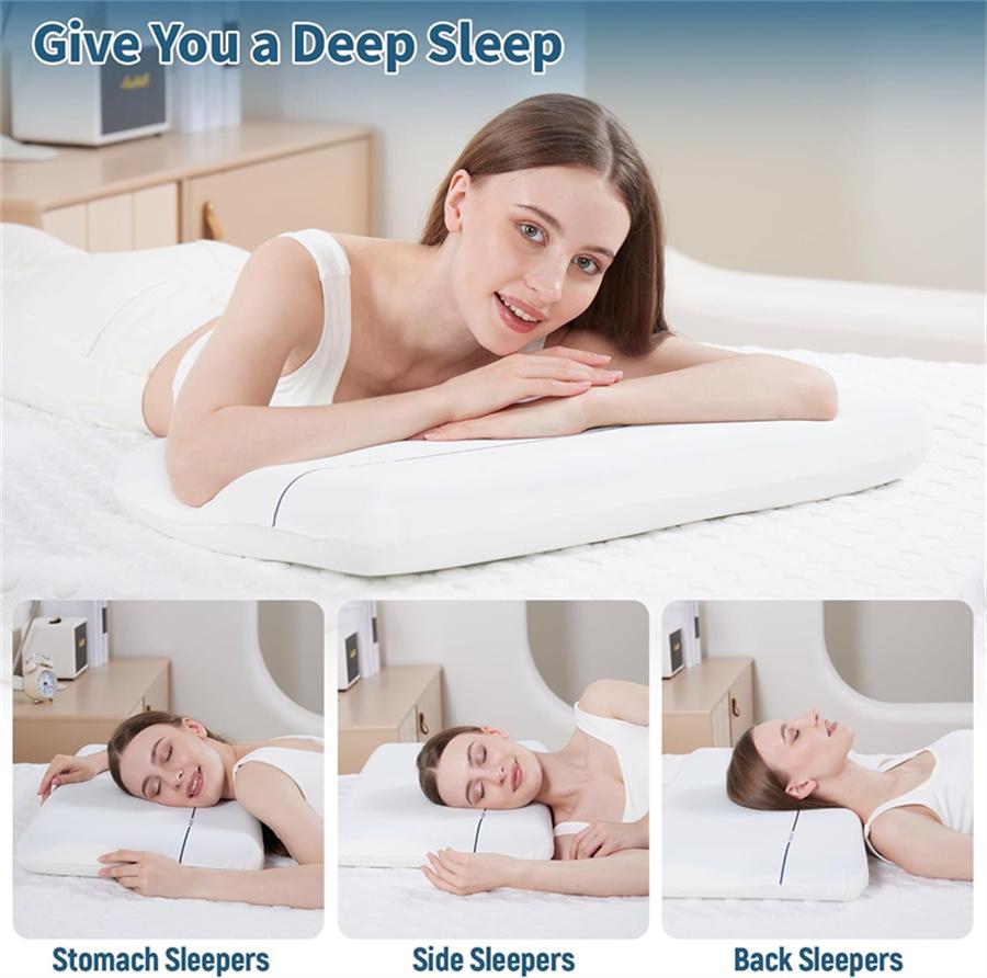 Almofadas de Espuma Viscoelástica para Alívio da Dor no Pescoço, Núcleo Duplo Lado Costas Estômago Almofada Cervical com Ergonômica, Almofadas de Retorno Lento Macias