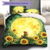 Watercolor Sunflower Pattern Bedding Quilt Set  Home Decoration  Gift (1 * duvet cover + 2 * pillowcase  without core)