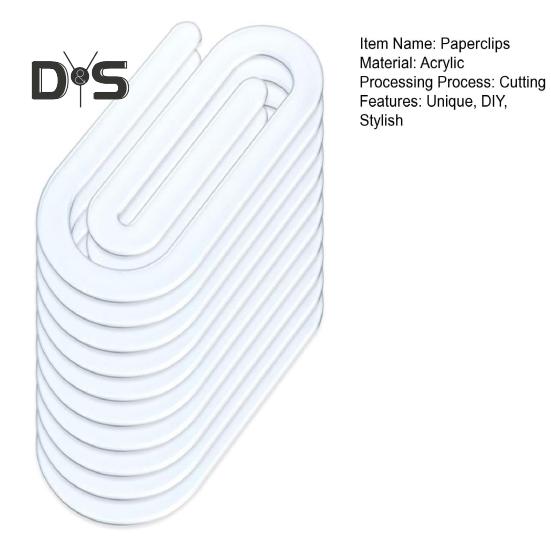 10 Pcs Sublimation Paper Clips Blank Acrylic Jumbo Paperclip for Heat Transfer DIY Paperclips for Bookmark Home School Office Supplies
