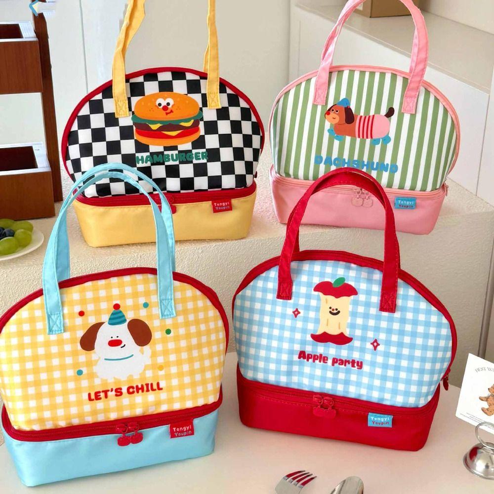 

Large Capacity Cartoon Cat Lunch Bag Cartoon Small Tote Bag Cute Korean Style Handbag Girls жовтий/синій