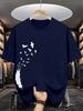 Unisexs Cotton Summer Casual Loose Fashion Bird Creative Pattern Printed Round Neck Tshirt Versatile Top