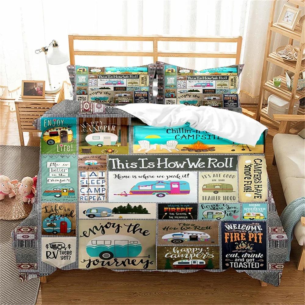 3D Print Natural Landscape Camping Night Sky Comfortable Duvet Quilt Cover Pillowcase Bedding Set Children Bedroom Home Textile