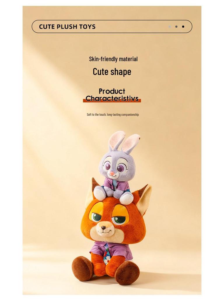 Judy and Nick Plush Doll Set – Cute Animal City Sitting Pose, Perfect Birthday Gift for Kids