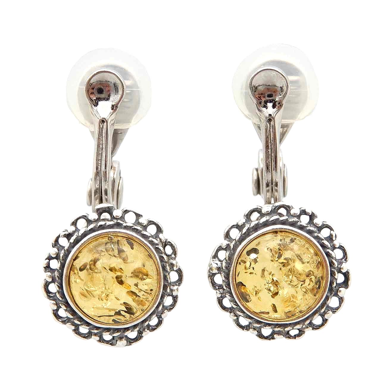 

Amber Earrings Earring Converter Set Diameter 12mm Yellow Amber Lemon Color Silver 925 Made in Poland Classical Baltic Unisex No [Kohakuya] Women s жовтий