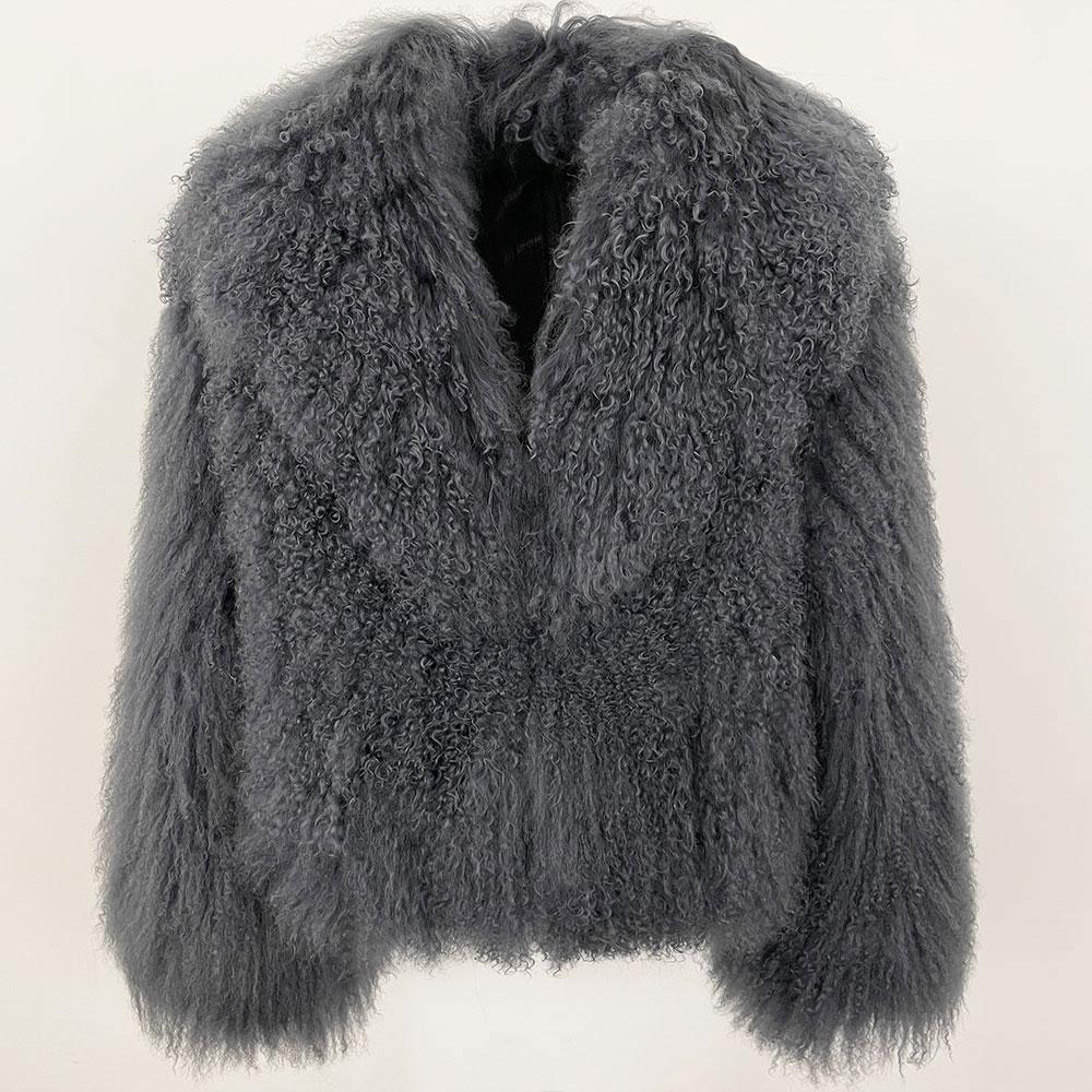 OFTBUY Real Mongolia Sheep Fur Coat Winter Jacket Women Natural Thick Warm Outerwear Streetwear Turn Down Collar New Fashion