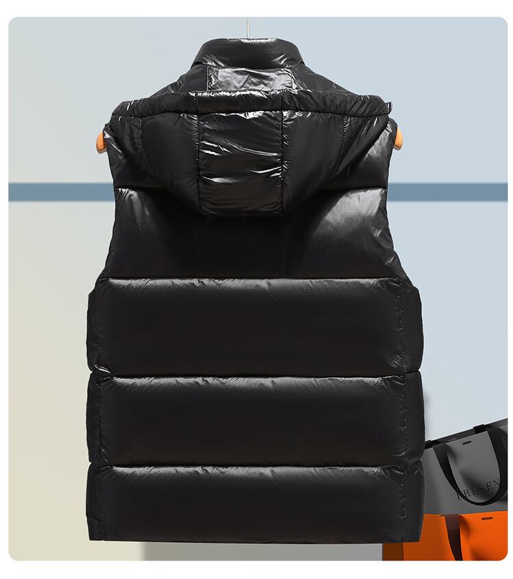 Men's Black and Gold Hooded Winter Down Cotton Gilet Vest