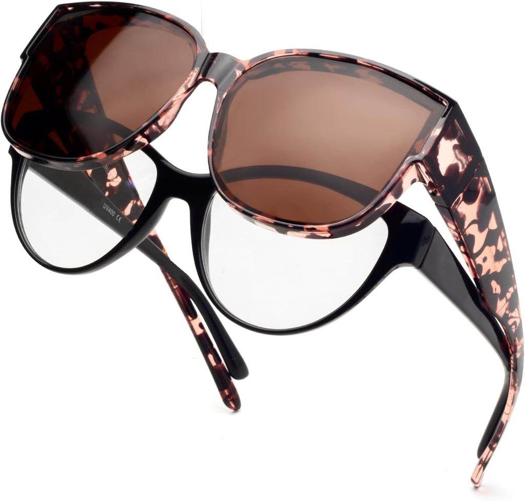 Occhiali da Sole Polarizzati Sovrapponibili Montatura in TR90 per Uomo Donna Da Mettere Sopra Occhiali da Sole Leggeri Sovradimensionati Quadrati Occhiali UV400