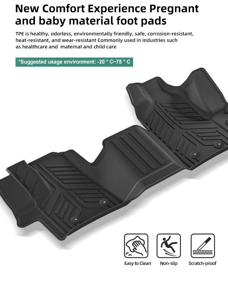 Eco-Friendly TPE Floor Mats for 22-24 Ford Transit - Dirt-Resistant and Custom-Fit.