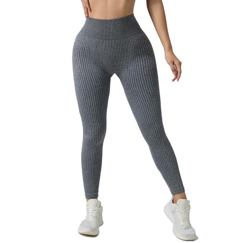 Women's High-Waist Ribbed Yoga Leggings | Hip-Lifting Fitness Pants