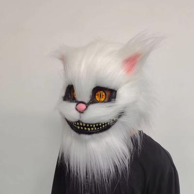 Gato branco chapéu animal látex máscara estilo em pé animal látex gato chapéu máscara festa de halloween traje adereços suprimentos