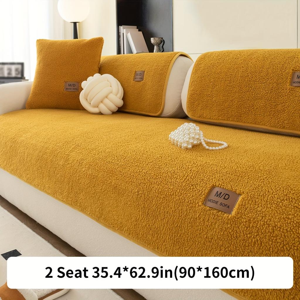 1pc Plush Sofa Slipcover/Pillowcase, Thickened Couch Cover Four Seasons Universal Furniture Protector for Bedroom Office Living Room Home Decor