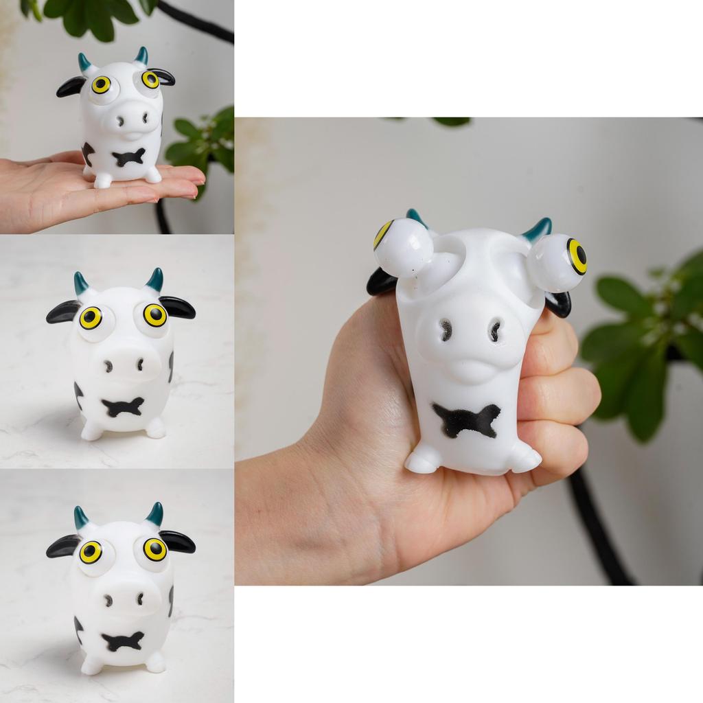 Soft White Cow Shaped Squeezing Toy With Tpr Material For Stress Relief And Hand Coordination