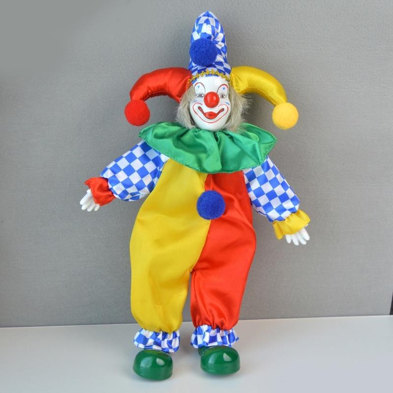 12inch Vintages Ceramics Clown Doll Statue For Home Decoration Collectible Halloween Christmas