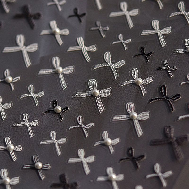 

Bright Crystal Black and White Pink Bows Nail Sticker Tomoni Embossed Adhesive Japanese Style 5D Nail Sticker Decorations Crystal drill black and white Bows 3774