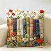 Colorful Flower Bookshelf Cushion Cover Durable Hypoallergenic Organic Linen Short Pillow Cover Washable