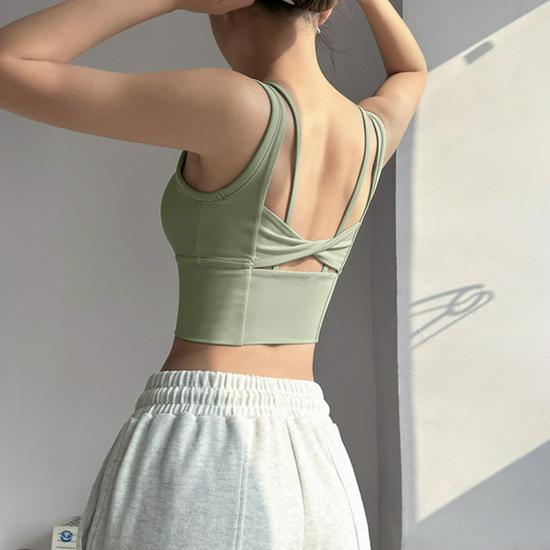 Women's Padded Camisole Tank Top: Beautiful Back, Chest-Enhancing, Ideal for Yoga, in Southeast Asian, European, and American Styles.